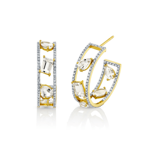 Sloane Street 18k Yellow Gold Mix Shape White Topaz Earrings - SS-H001L-WT-WDCB-Y