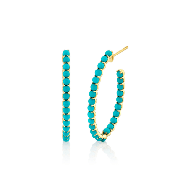 Sloane Street 18k Yellow Gold Turquoise Hoops - SS-H003K-TQ-Y