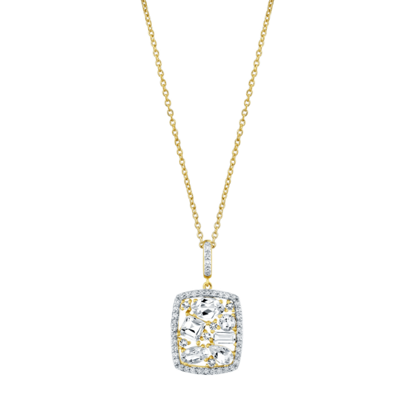 Sloane Street 18k Yellow Gold White Topaz Cluster Pendant - SS-P002L-WT-WDCB-Y-18-16