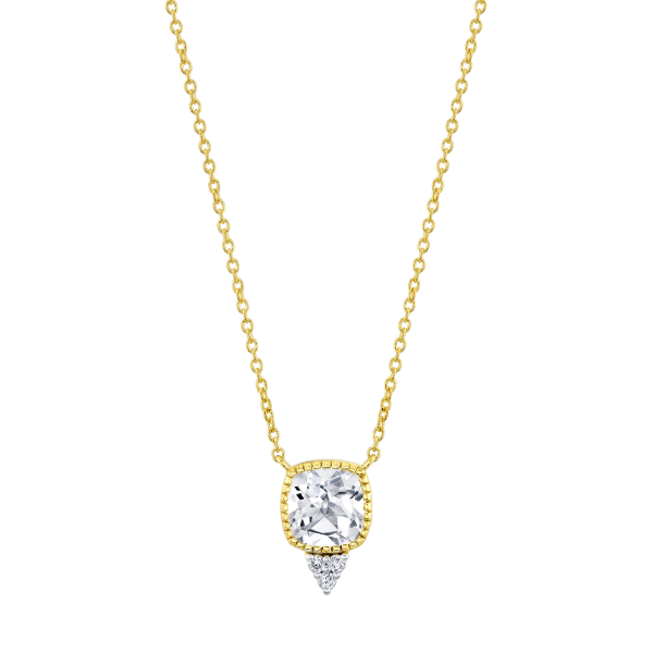 Sloane Street 18k Yellow Gold Cushion White Topaz Pendant - SS-P004K-WT-WDCB-Y