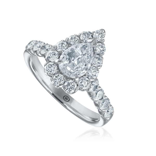 Christopher Designs L'Amour Collection Pear Diamond Halo Engagement Ring - LG52-LPE040-14W