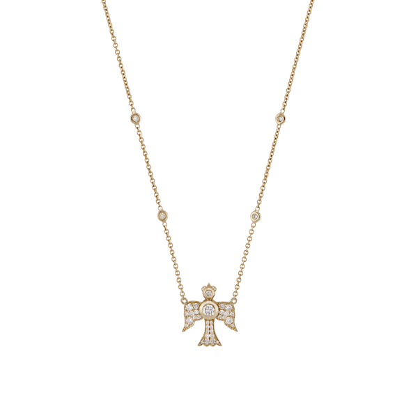 Jacquie Aiche 14K Yellow Gold Pave Diamond Bird in Flight Necklace - 2506052