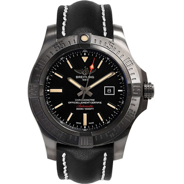 Breitling Men's V1731010-BD12-441X Avenger  Black Leather Watch