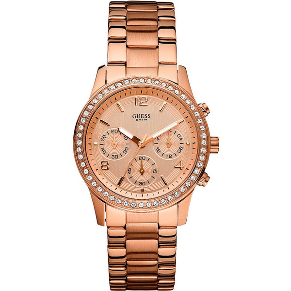 Guess Women's W0122L3 Classic Chronograph Crystal Rose-Tone Stainless Steel Watch