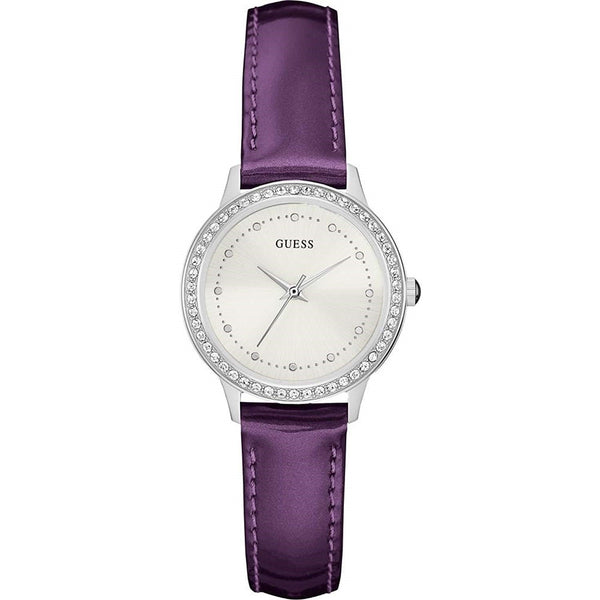 Guess Women's W0648L10 Chelsea Crystal Purple Leather Watch