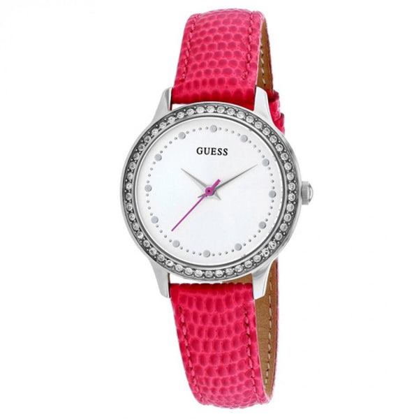 Guess Women's W0648L15 Chelsea Crystal Pink Leather Watch