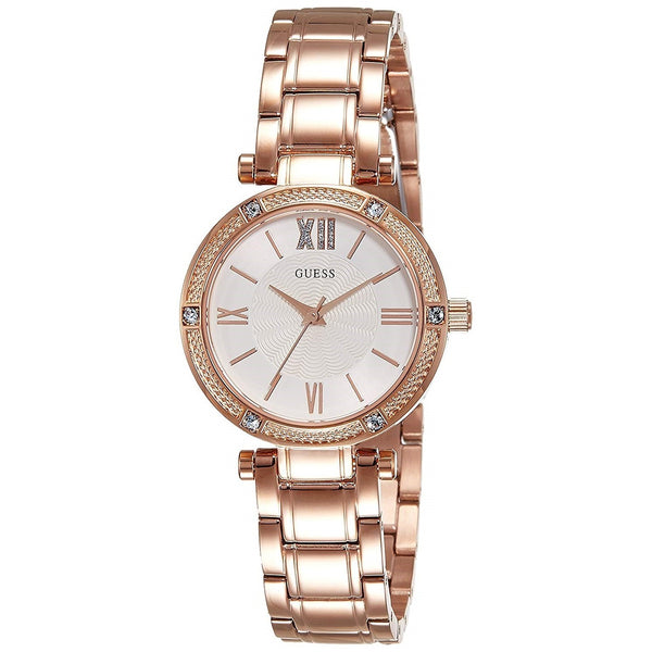 Guess Women's W0767L3 Park Ave Crystal Rose-Tone Stainless Steel Watch