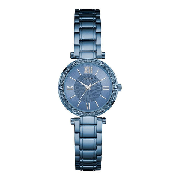 Guess Women's W0767L4 Park Ave Crystal Blue Stainless Steel Watch