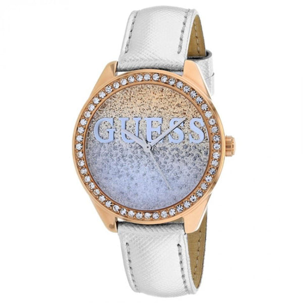 Guess Women's W0823L7 Glitter Girl Crystal Leather Watch