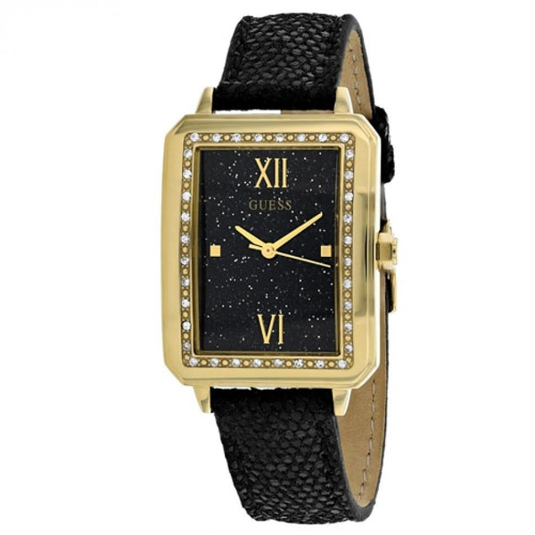 Guess Women's W0841L1 Classic Crystal Black Leather Watch