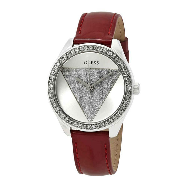 Guess Women's W0884L1 Tri-Glitz Red Leather Watch