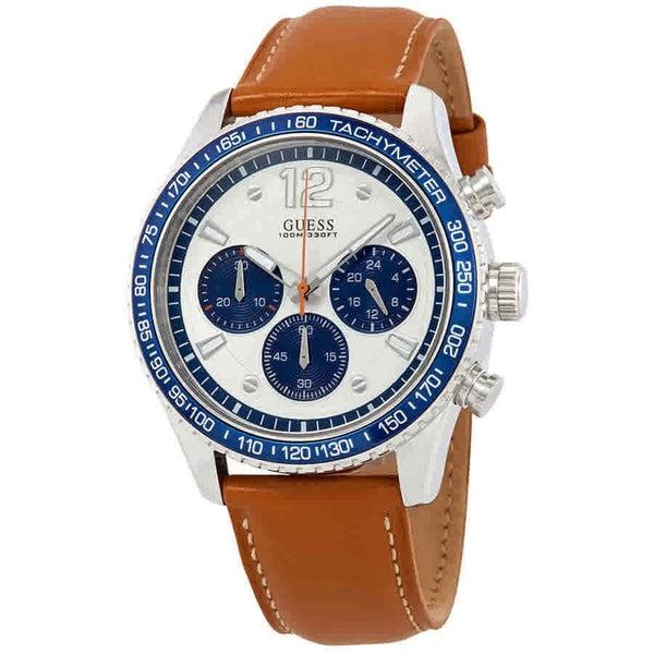Guess Men's W0970G1 Fleet Chronograph Brown Leather Watch