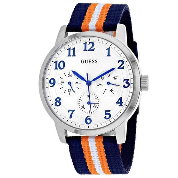 Guess Men's W0975G2 Brooklyn Multi-Function Blue and Orange Nylon Watch