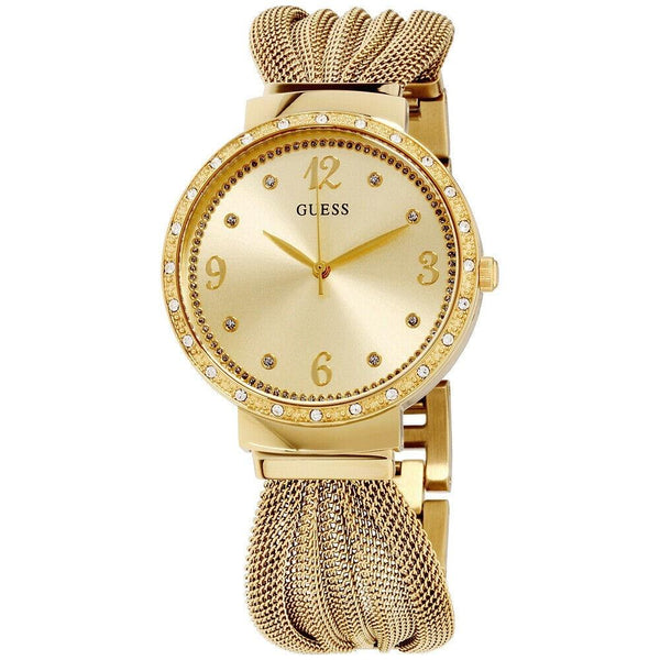Guess Women's W1083L2 Chiffon Gold-Tone Stainless Steel Watch