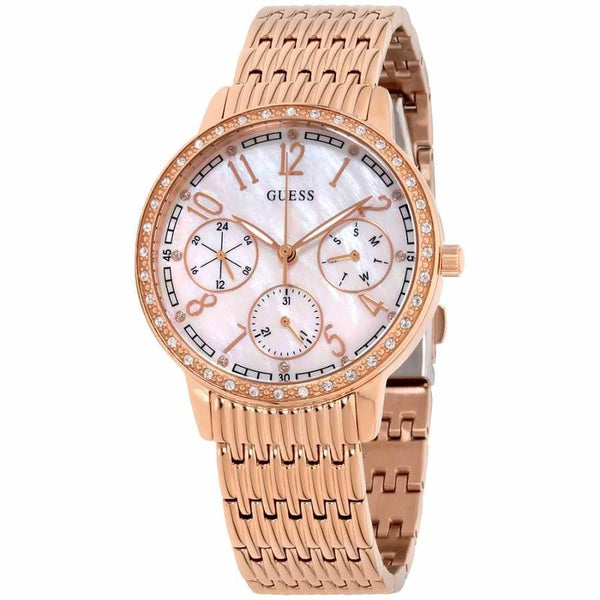 Guess Women's W1086L2 Lattice Chronograph Rose Gold-Tone Stainless Steel Watch