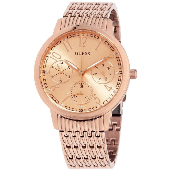 Guess Women's W1088L2 Lattice Chronograph Rose Gold-Tone Stainless Steel Watch