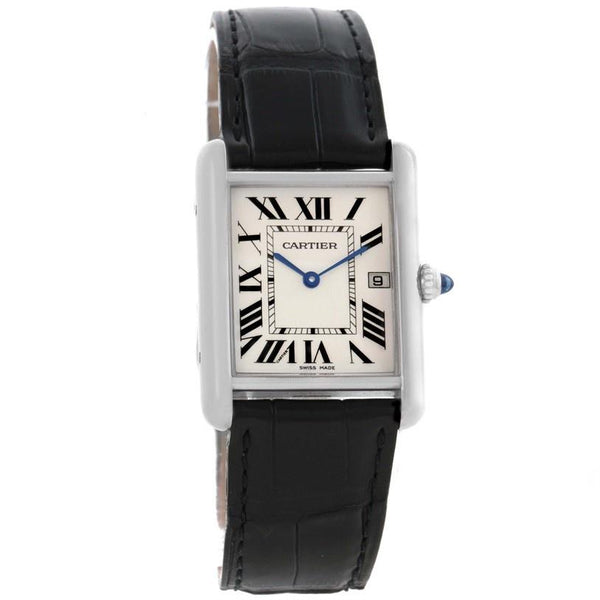 Cartier Men's W1540956 Tank Black Leather Watch