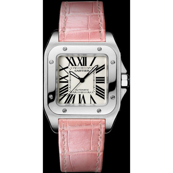 Cartier Unisex W20126X8 Santos Pink Leather Watch