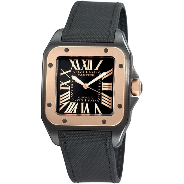 Cartier Men's W2020009 Santos 100 Black Fabric Watch