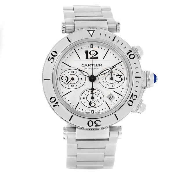 Cartier Men's W31089M7 Pasha Chronograph Polished Stainless Steel Watch