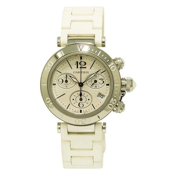 Cartier Women's W3140005 Pasha Chronograph White Rubber Watch
