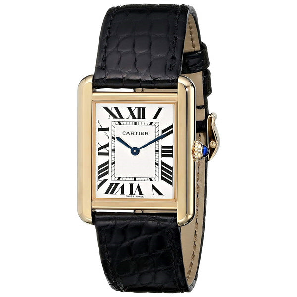 Cartier Women's W5200004 Tank Solo 18kt Yellow Gold Black Leather Watch