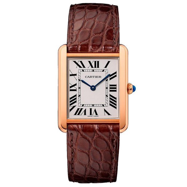 Cartier Women's W5200025 Tank Solo 18 Kt Rose Gold Brown Leather Watch