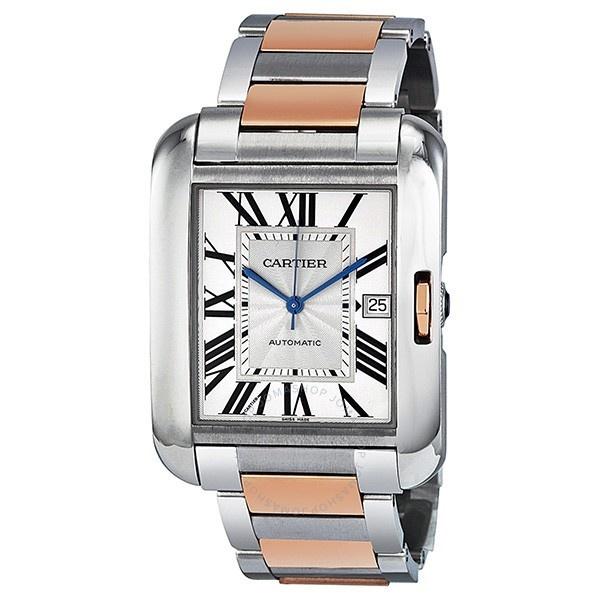 Cartier Men's W5310006 Tank Anglaise XL 18kt Rose Gold Two-Tone Stainless Steel Watch
