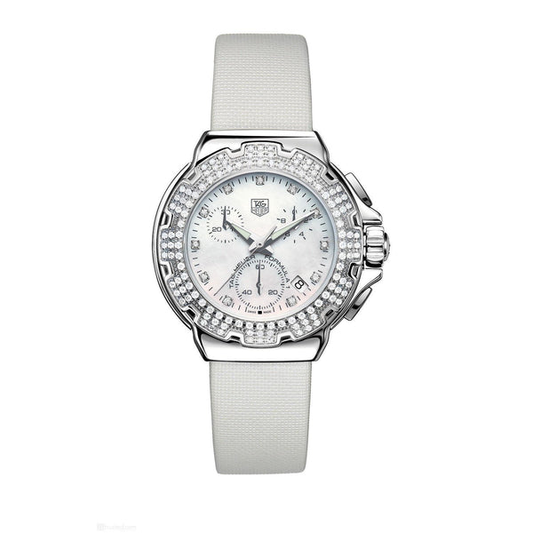Tag Heuer Women's WAC1214.FC6219 Formula 1 Senna Diamond White Satin Watch