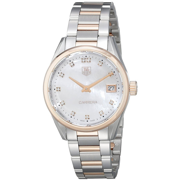 Tag Heuer Women's WAR1352.BD0779 Carrera 18kt Rose Gold Diamond Two-Tone Stainless Steel Watch