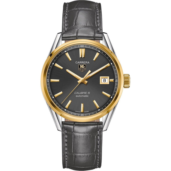 Tag Heuer Men's WAR215C.FC6336 Carrera 18kt yellow gold Automatic Grey Alligator Leather Watch