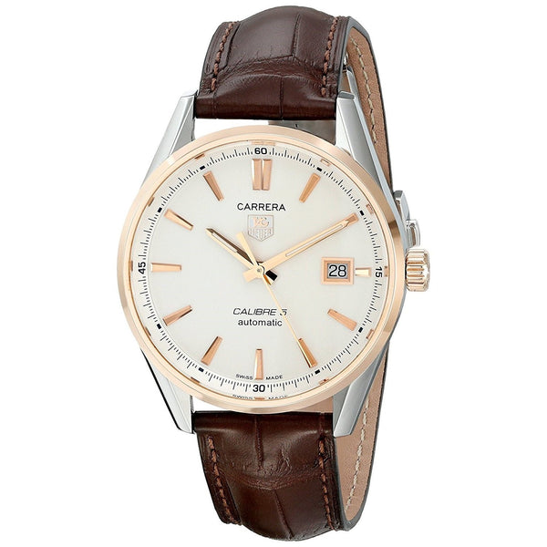 Tag Heuer Men's WAR215D.FC6181 Carrera 18kt Rose Gold Automatic Brown Alligator Leather Watch