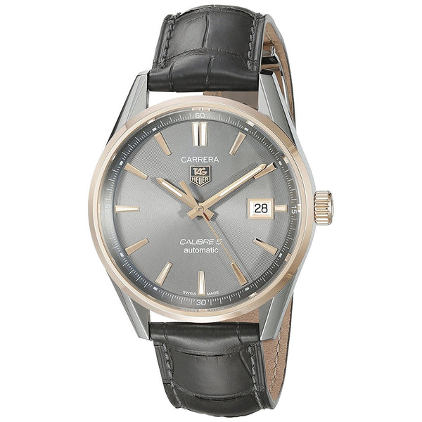 Tag Heuer Men's WAR215E.FC6336 Carrera 18kt Rose Gold Automatic Grey Alligator Leather Watch