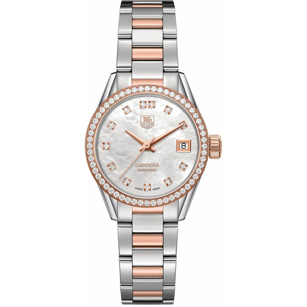 Tag Heuer Women's WAR2453.BD0777 Carrera 18kt Rose Gold Diamond Automatic Two-Tone Stainless Steel and Gold Watch