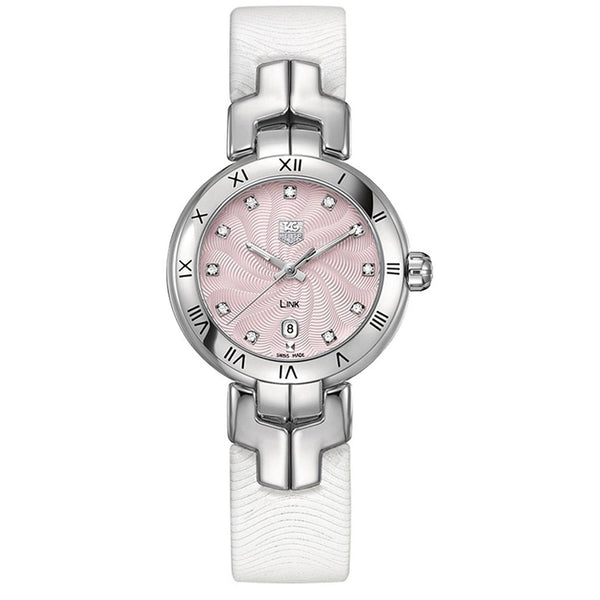 Tag Heuer Women's WAT1415.FC6316 Link Diamond White Leather Watch