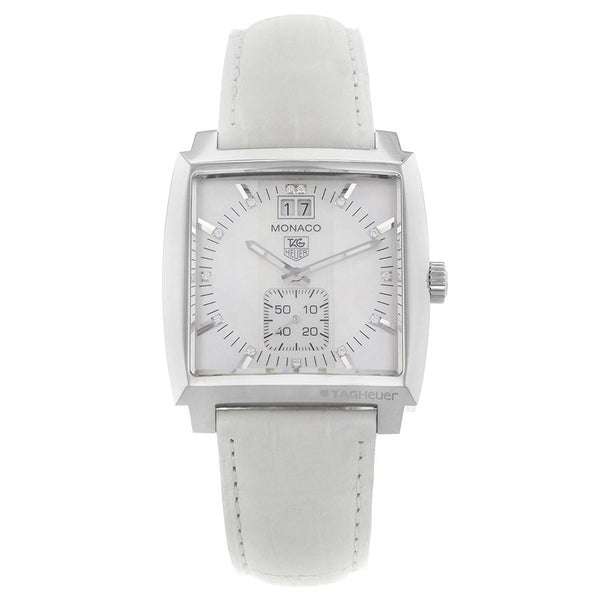 Tag Heuer Women's WAW1318.FC6247 Monaco Diamond White Leather Watch