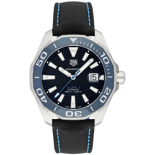 Tag Heuer Men's WAY201C.FC6395 Aquaracer Automatic Black Nylon and Leather Watch