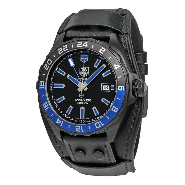 Tag Heuer Men's WAZ201A.FC8195 Formula One David Guetta Automatic Black Leather Watch