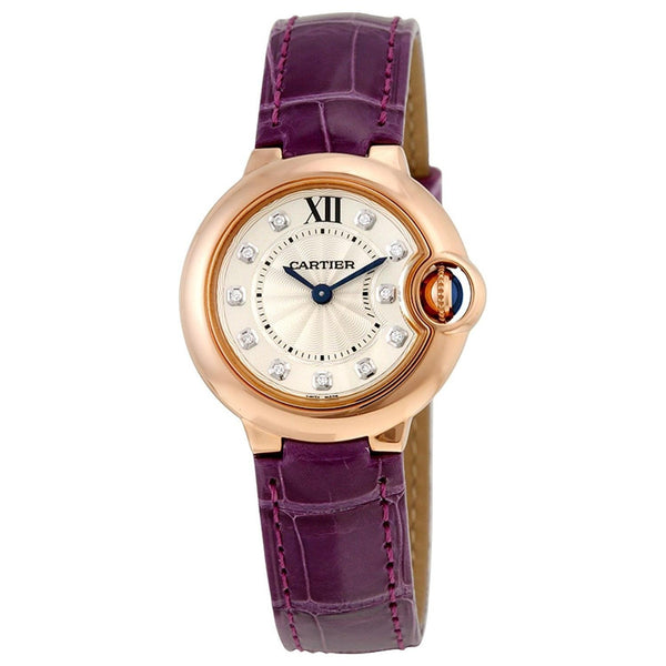 Cartier Women's WJBB0019 Ballon Bleu Diamond Purple Leather Watch