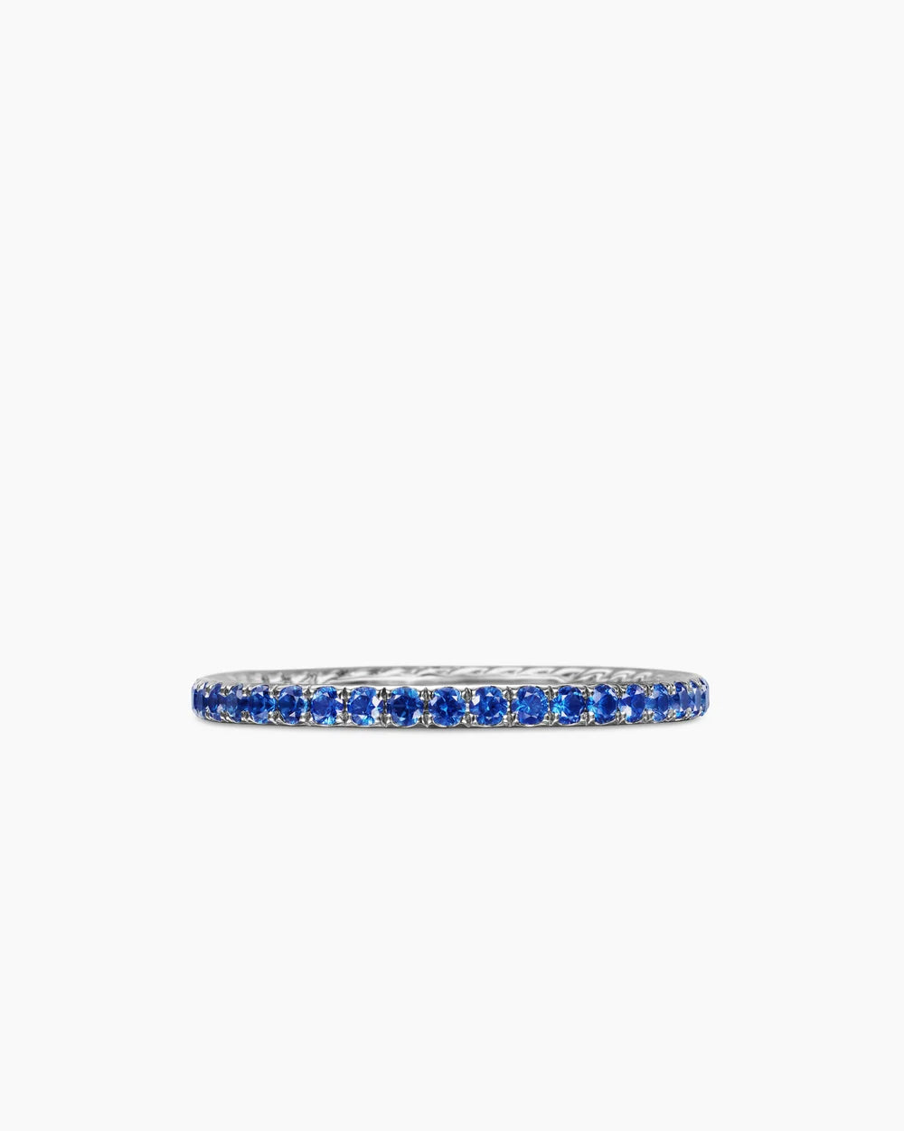 DY Eden Band Ring Platinum with Pavé Blue Sapphires, 1.85mm