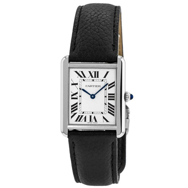 Cartier Women's WSTA0028 Tank Black Leather Watch
