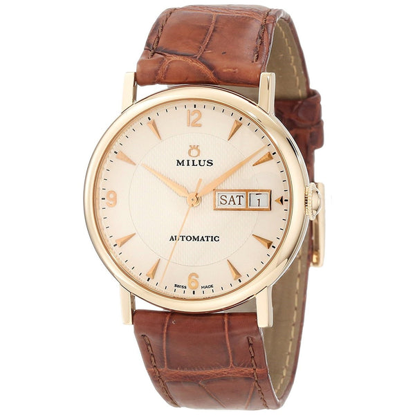 Milus Men's XEP203 Montre 18kt Rose gold Automatic Brown Leather Watch