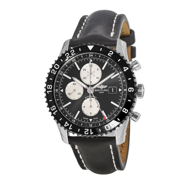Breitling Men's Y2431012-BE10-441X Chronoliner Chronograph Black Leather Watch