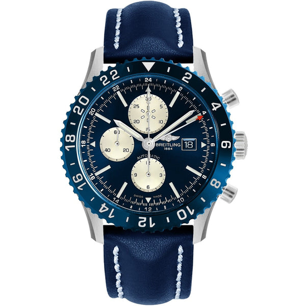 Breitling Men's Y2431016-C970-101X Chronoliner Chronograph Blue Leather Watch