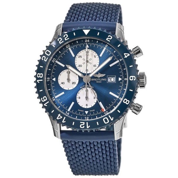 Breitling Men's Y2431016-C970-277S Chronoliner Chronograph Blue Rubber Watch