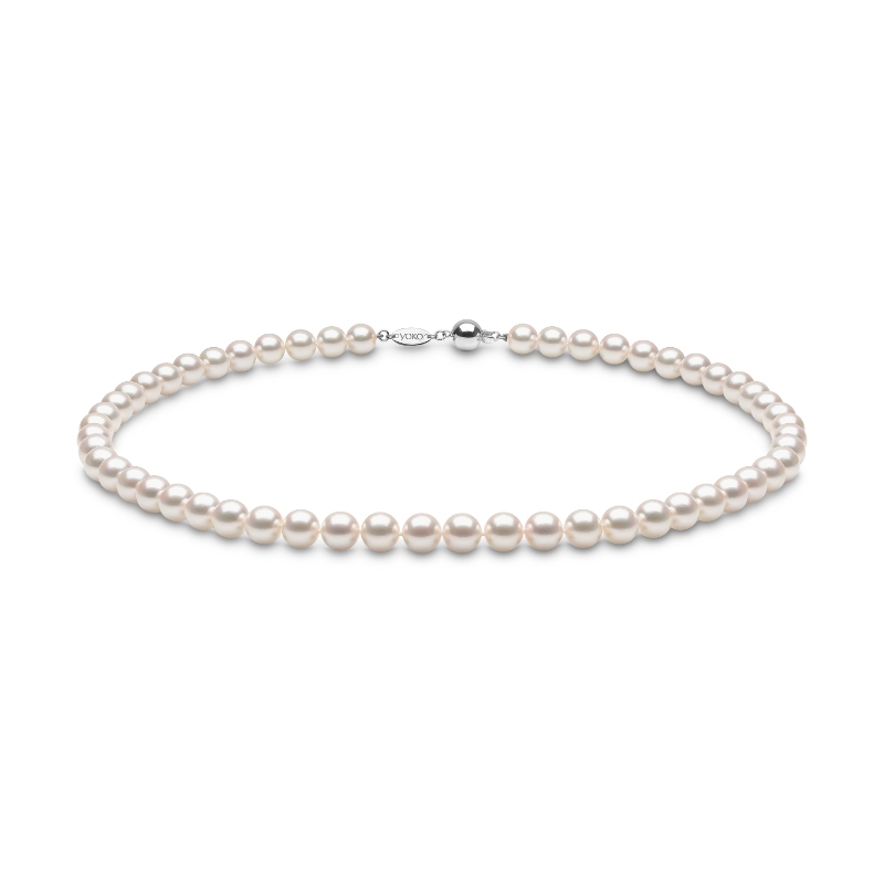 YK-X7518-7AA London Single Strand Pearl Necklace With 53 Akoya Pearls