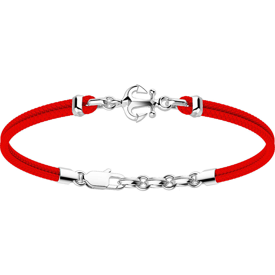 Silver Anchor with Red Kevlar Bracelet