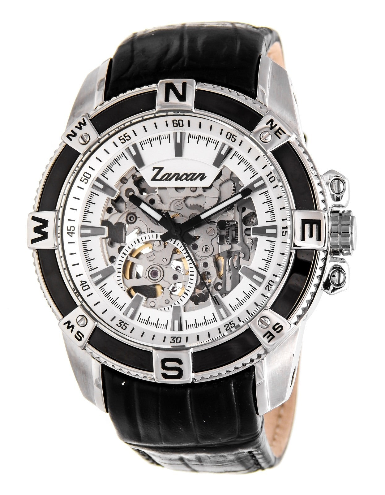 Automatic Steel Black Leather Watch