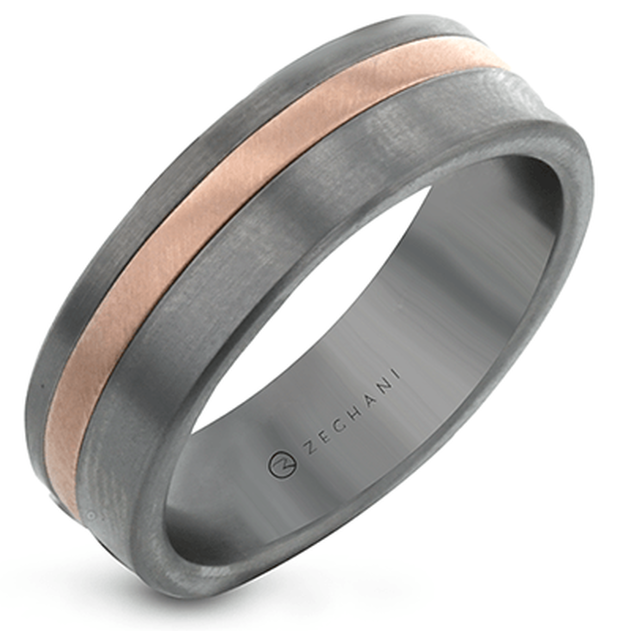 Zeghani 14K White Zirconium Band Mens