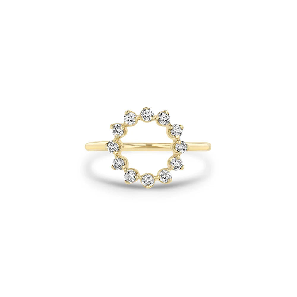 14k Yellow Gold Prong Diamond Circle Ring